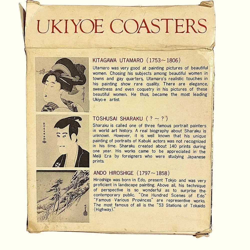 Ukiyoe Japanese Art cardboard coasters Vintage